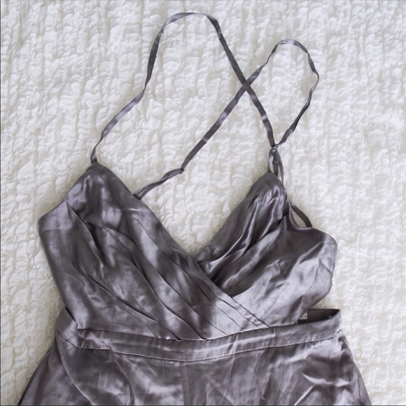 FAME AND PARTNERS Grey Silk Cutout Jumpsuit - Picture 5 of 8